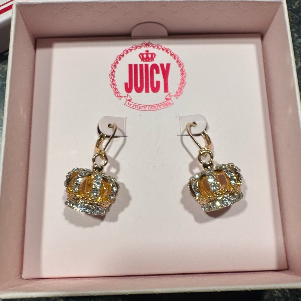 Juicy Couture Crown Rhinestone Earrings